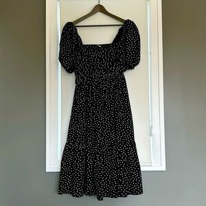 Abercrombie & Fitch Polka Dot Emerson Puff Sleeve Midi Dress, Size Medium